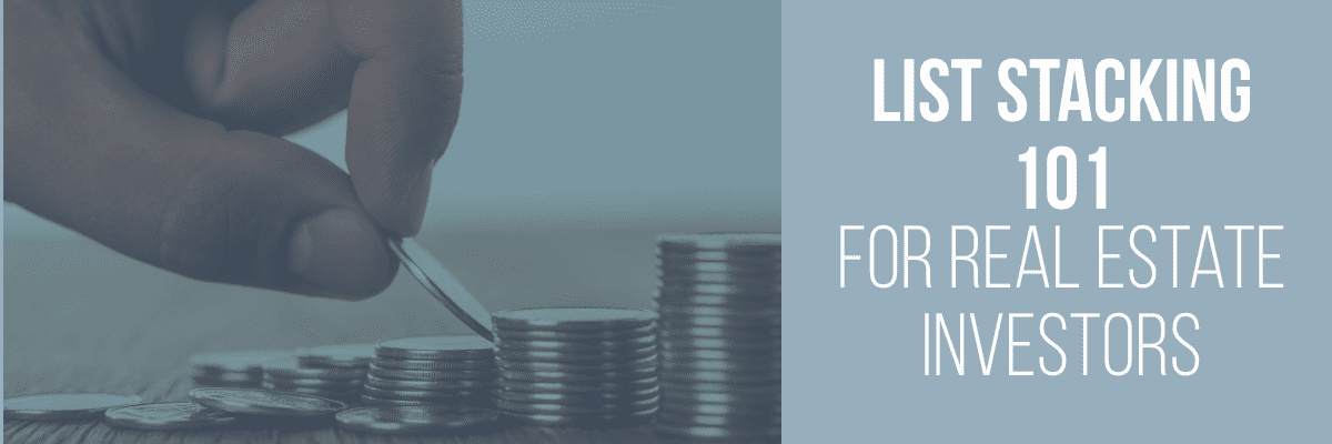 mans hand stacking change with words list stacking 101 for real estate investors